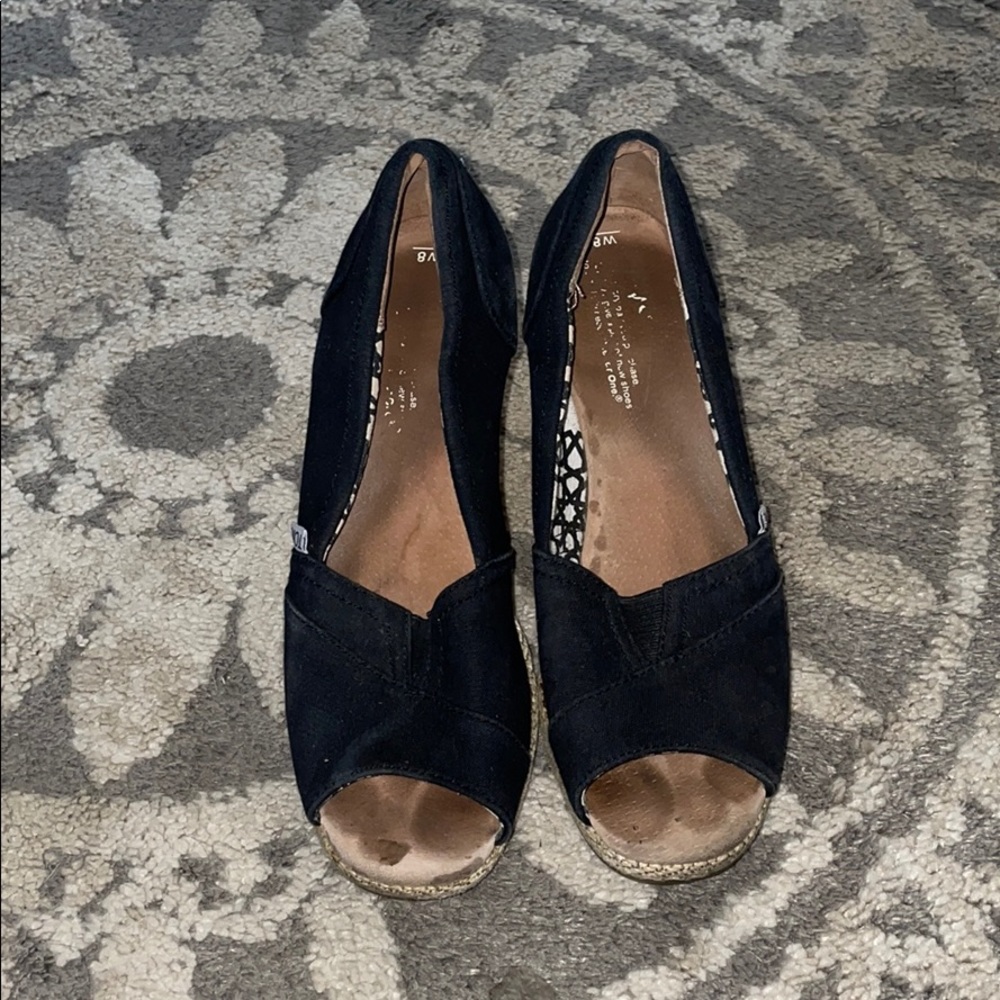Toms wedge open toe slip ons